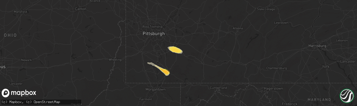 Hail map in Mount Pleasant, PA on May 11, 2024