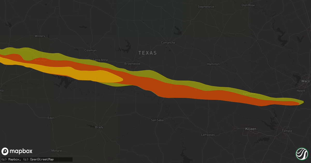 Hail map in Mullin, TX on May 11, 2024