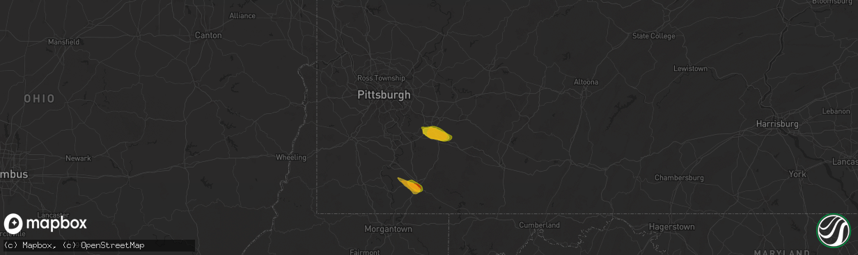 Hail map in New Stanton, PA on May 11, 2024