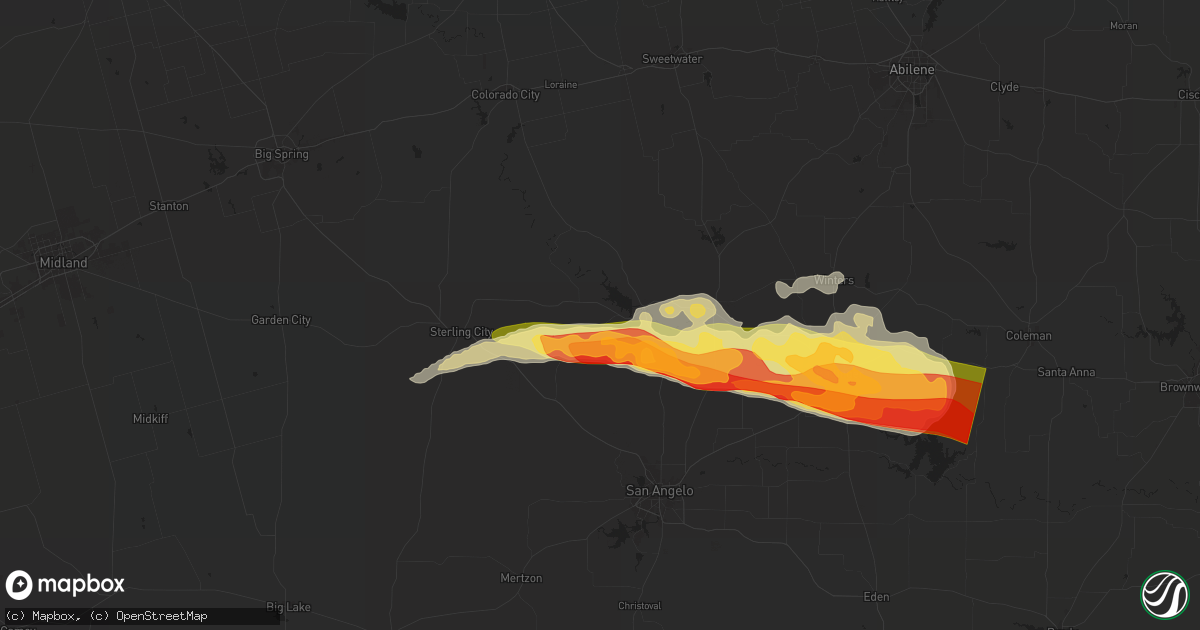 Hail map in Robert Lee, TX on May 11, 2024