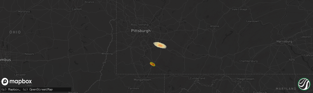 Hail map in Ruffs Dale, PA on May 11, 2024