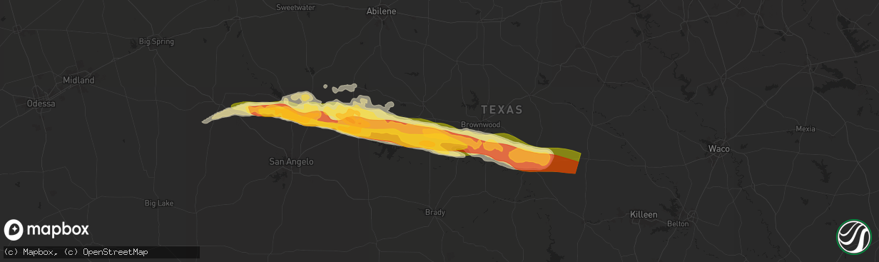 Hail map in Santa Anna, TX on May 11, 2024