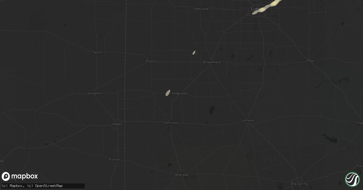 Hail map in Seagraves, TX on May 11, 2024