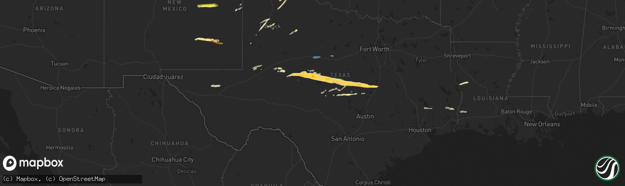 Hail map in Texas on May 11, 2024