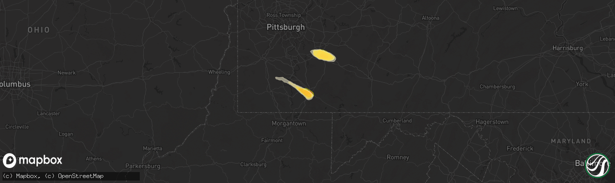 Hail map in Uniontown, PA on May 11, 2024