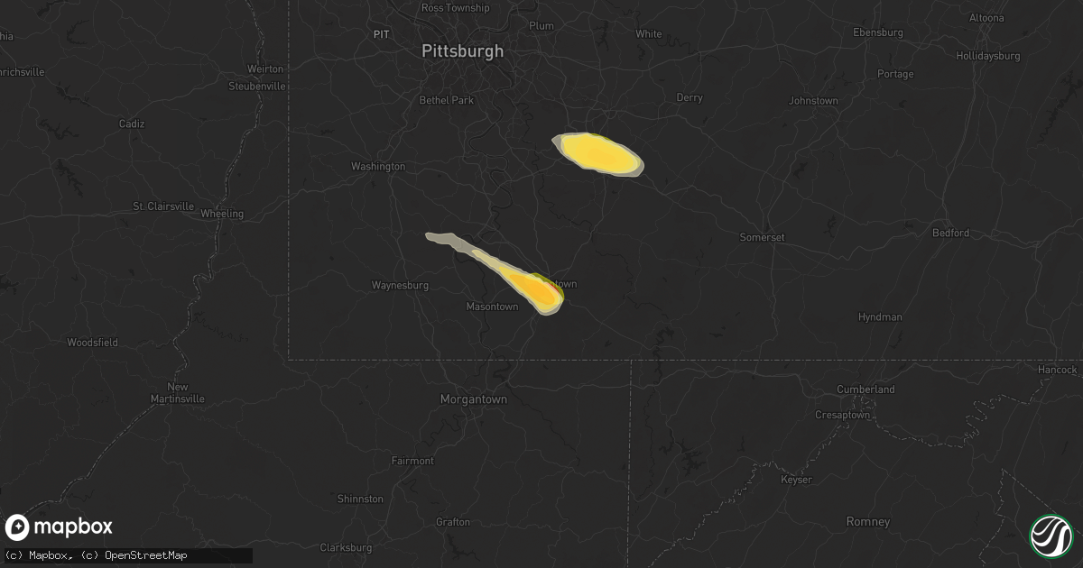 Hail map in Uniontown, PA on May 11, 2024