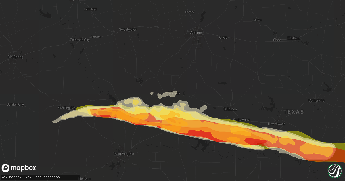 Hail map in Winters, TX on May 11, 2024