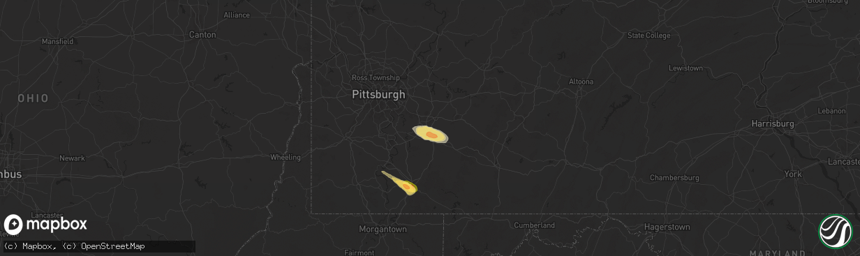 Hail map in Youngwood, PA on May 11, 2024
