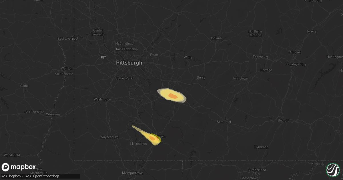 Hail map in Youngwood, PA on May 11, 2024