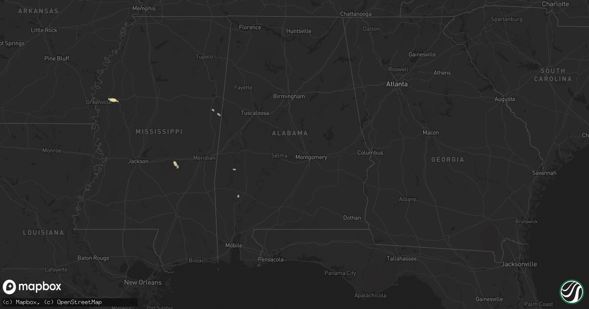 Hail map in Alabama on May 11, 2025
