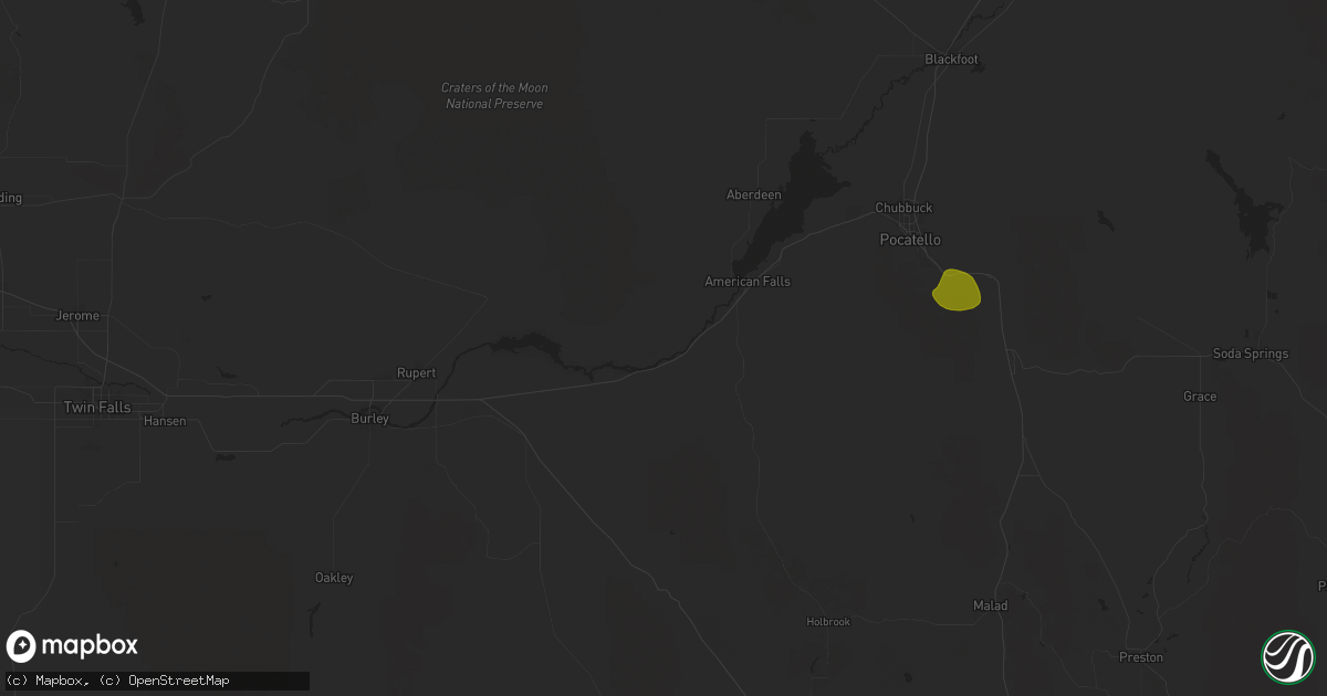 Hail map in American Falls, ID on May 11, 2025