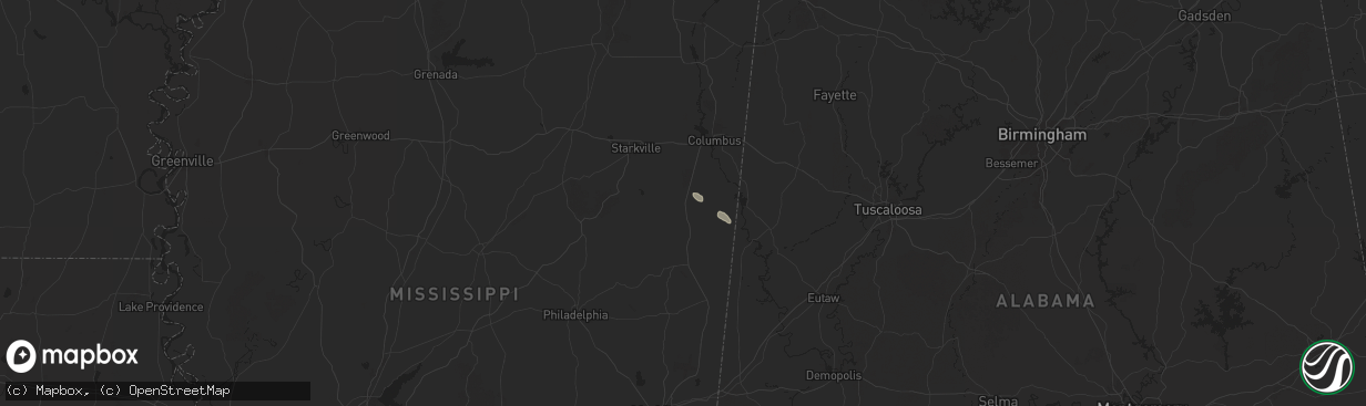 Hail map in Brooksville, MS on May 11, 2025