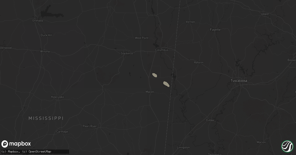 Hail map in Brooksville, MS on May 11, 2025