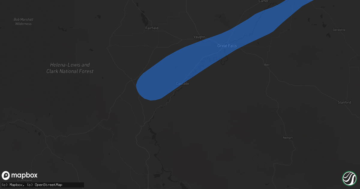 Hail map in Cascade, MT on May 11, 2025