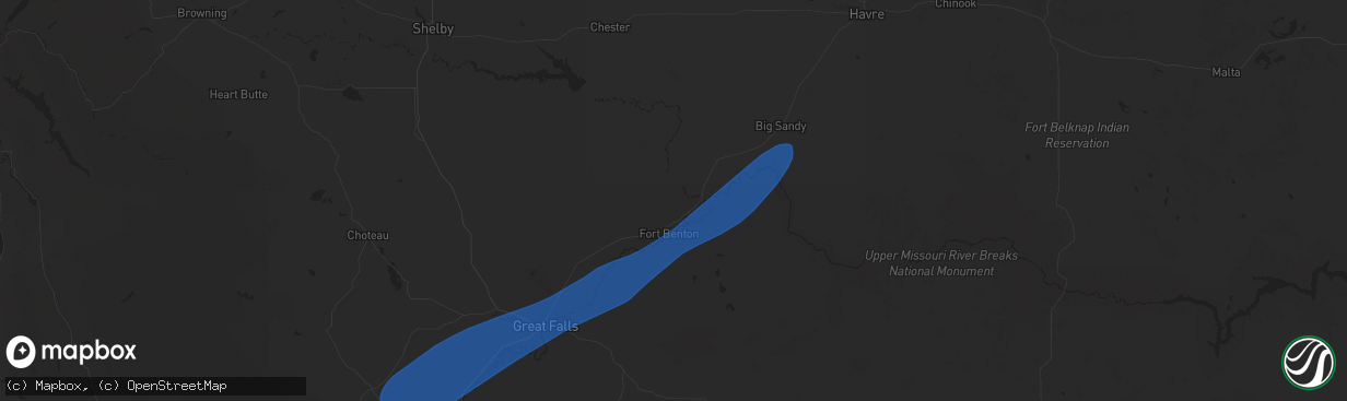 Hail map in Fort Benton, MT on May 11, 2025