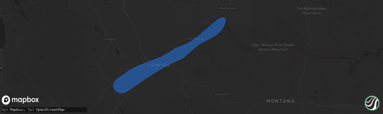 Hail map in Highwood, MT on May 11, 2025