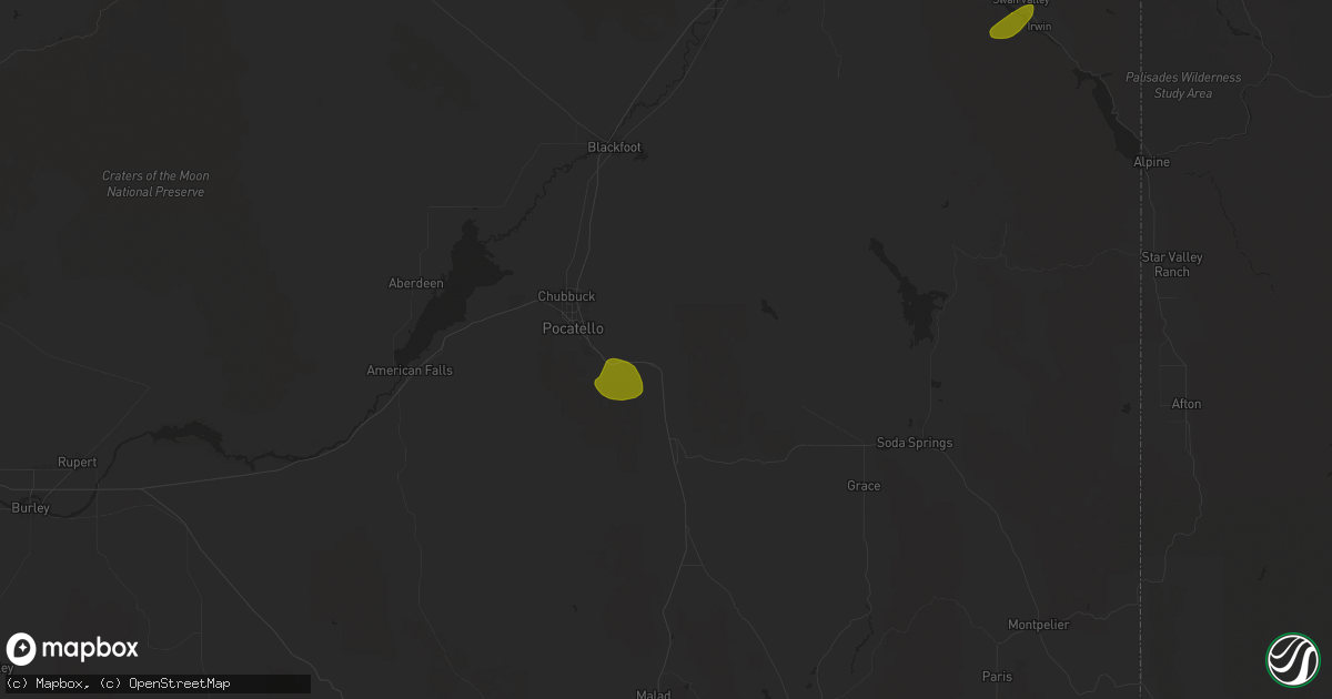 Hail map in Inkom, ID on May 11, 2025