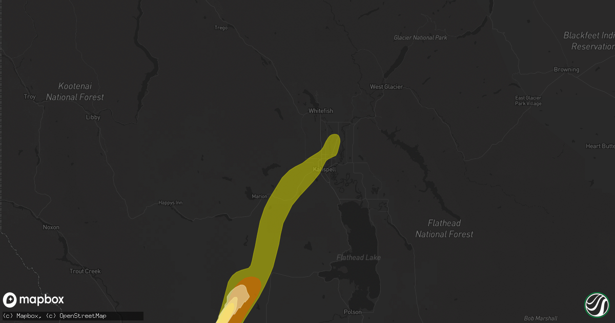 Hail map in Kalispell, MT on May 11, 2025