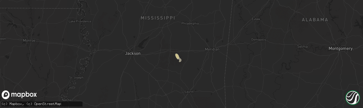 Hail map in Lawrence, MS on May 11, 2025