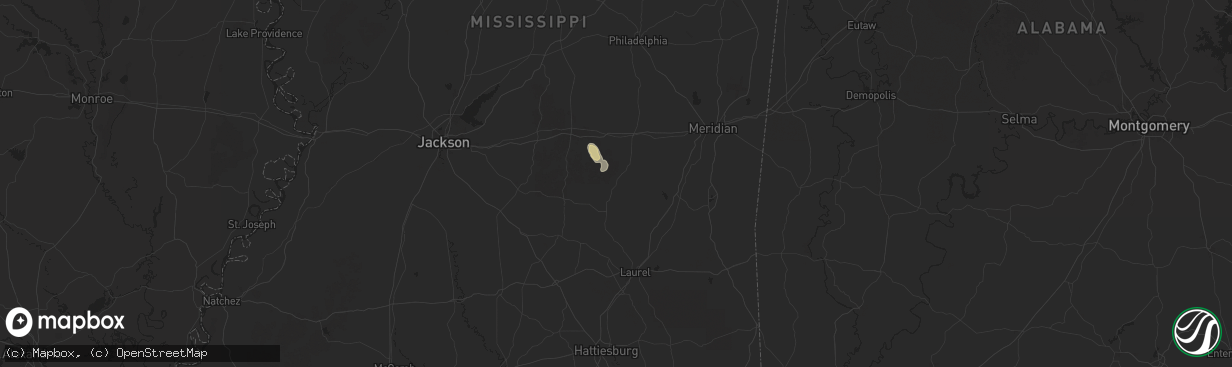Hail map in Louin, MS on May 11, 2025