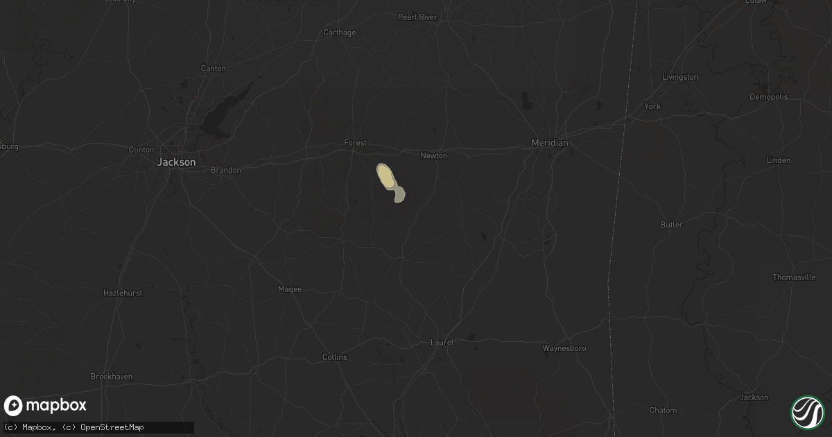 Hail map in Louin, MS on May 11, 2025