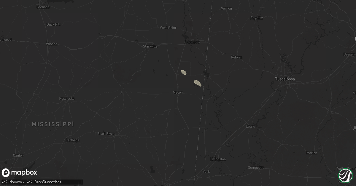 Hail map in Macon, MS on May 11, 2025