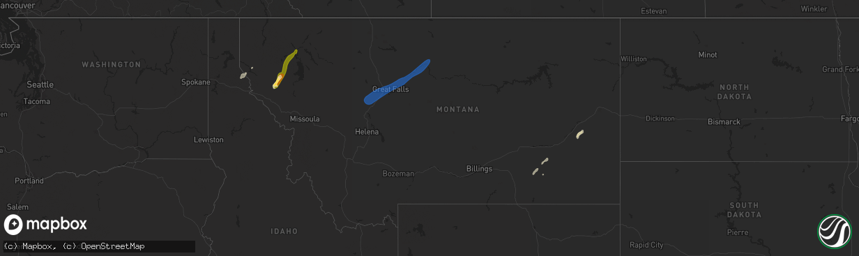 Hail map in Montana on May 11, 2025