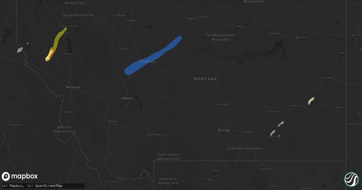 Hail map in Montana on May 11, 2025