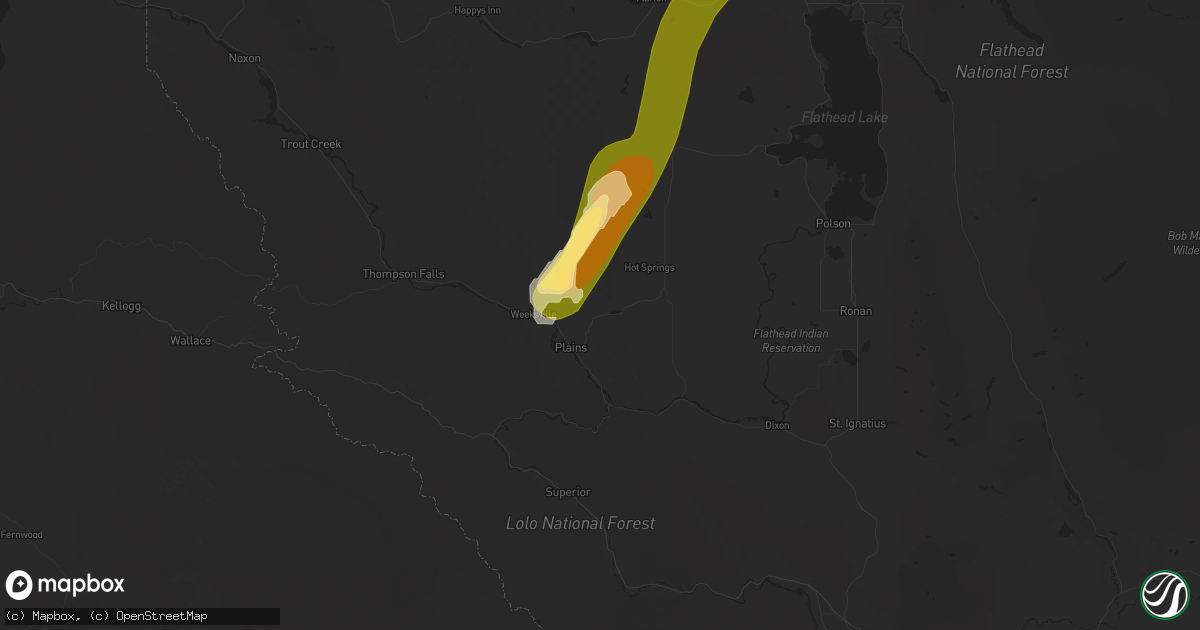 Hail map in Plains, MT on May 11, 2025