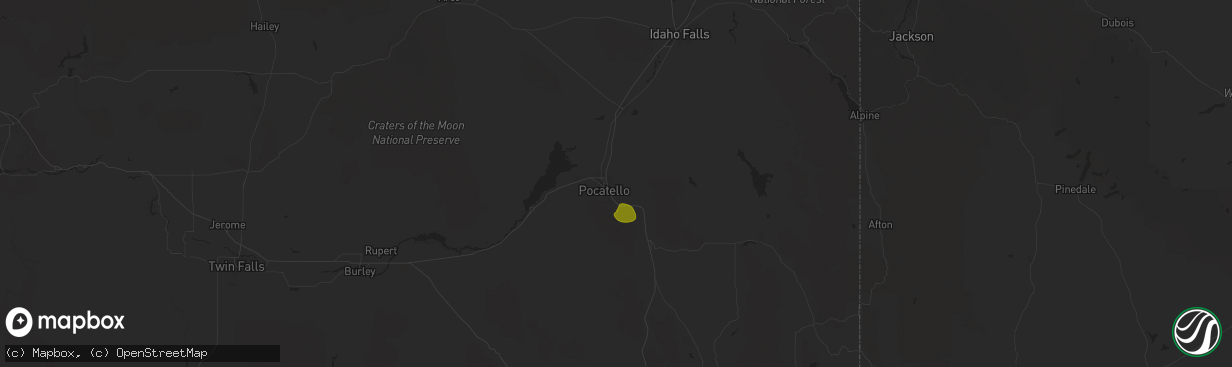 Hail map in Pocatello, ID on May 11, 2025