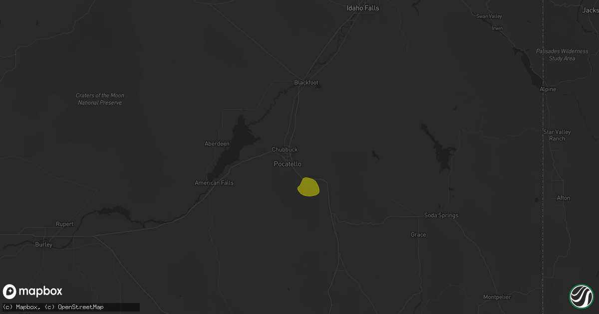 Hail map in Pocatello, ID on May 11, 2025