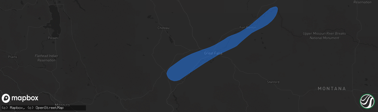 Hail map in Sun River, MT on May 11, 2025