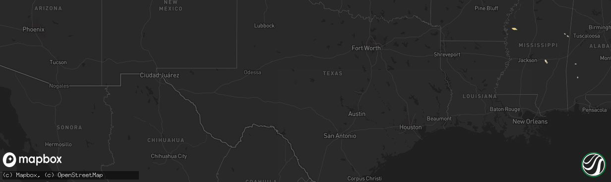 Hail map in Texas on May 11, 2025