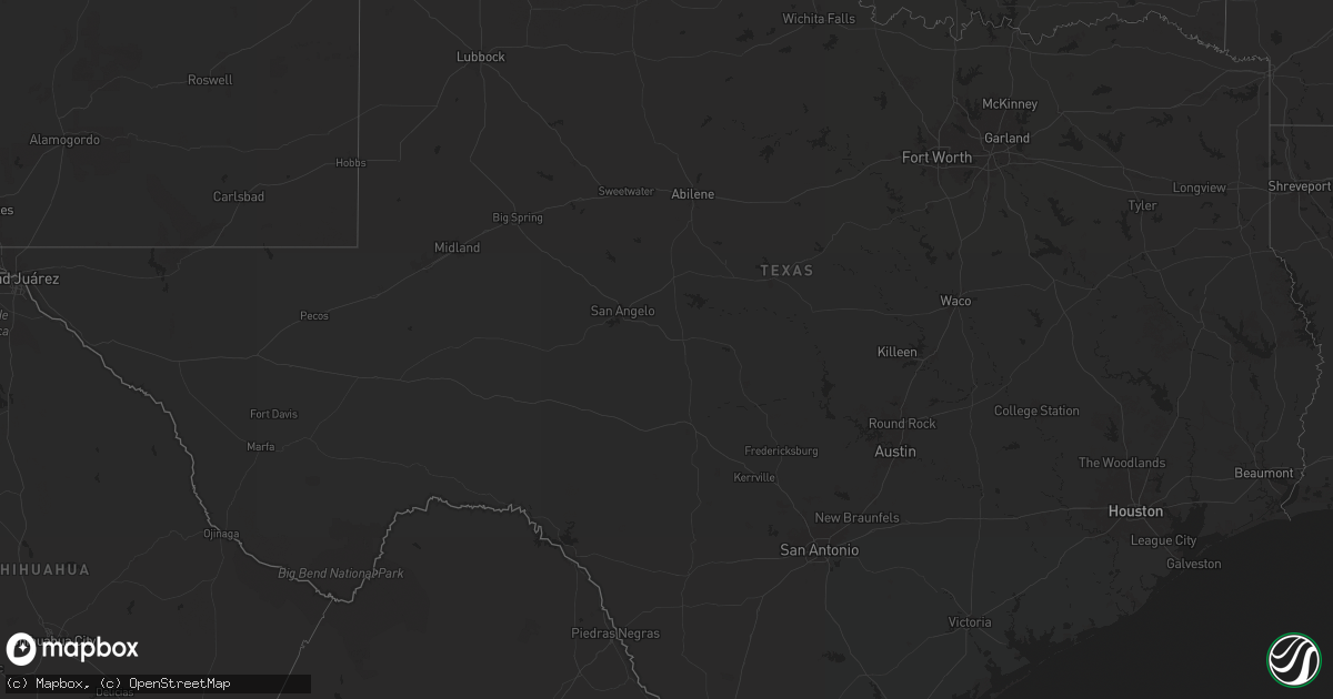 Hail map in Texas on May 11, 2025
