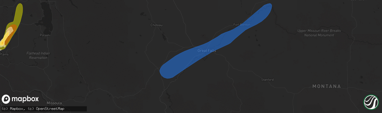 Hail map in Ulm, MT on May 11, 2025