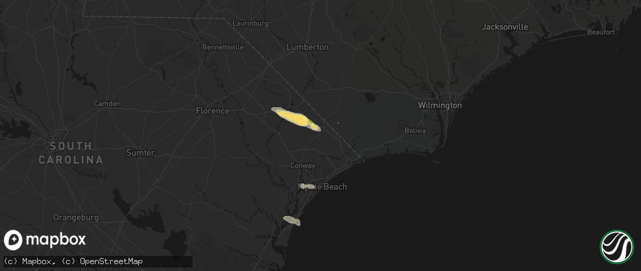 Hail map in Loris, SC on May 11, 2026