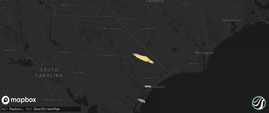 Hail map in Mullins, SC on May 11, 2026