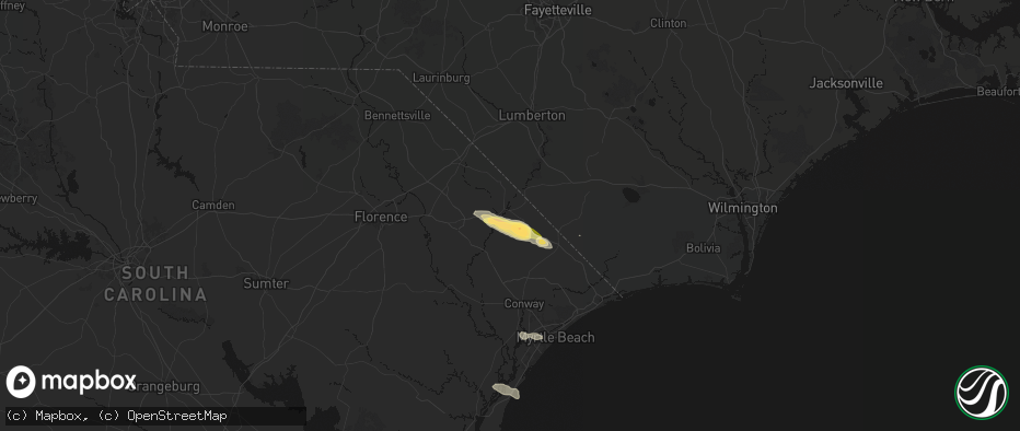Hail map in Nichols, SC on May 11, 2026