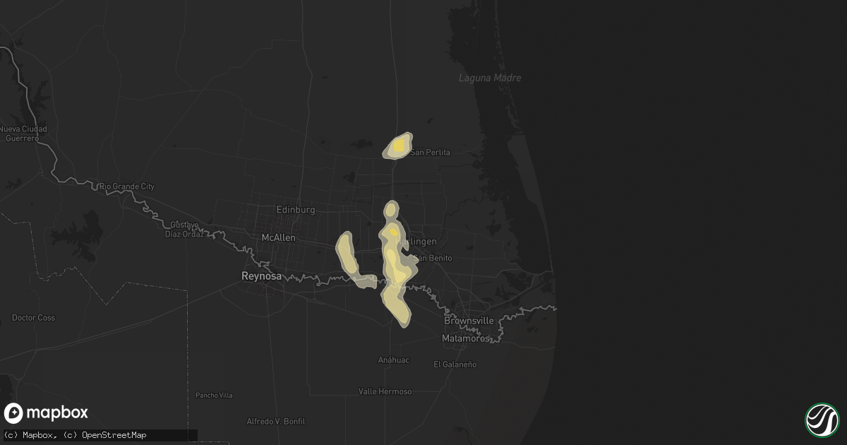 Hail map in Harlingen, TX on May 12, 2012