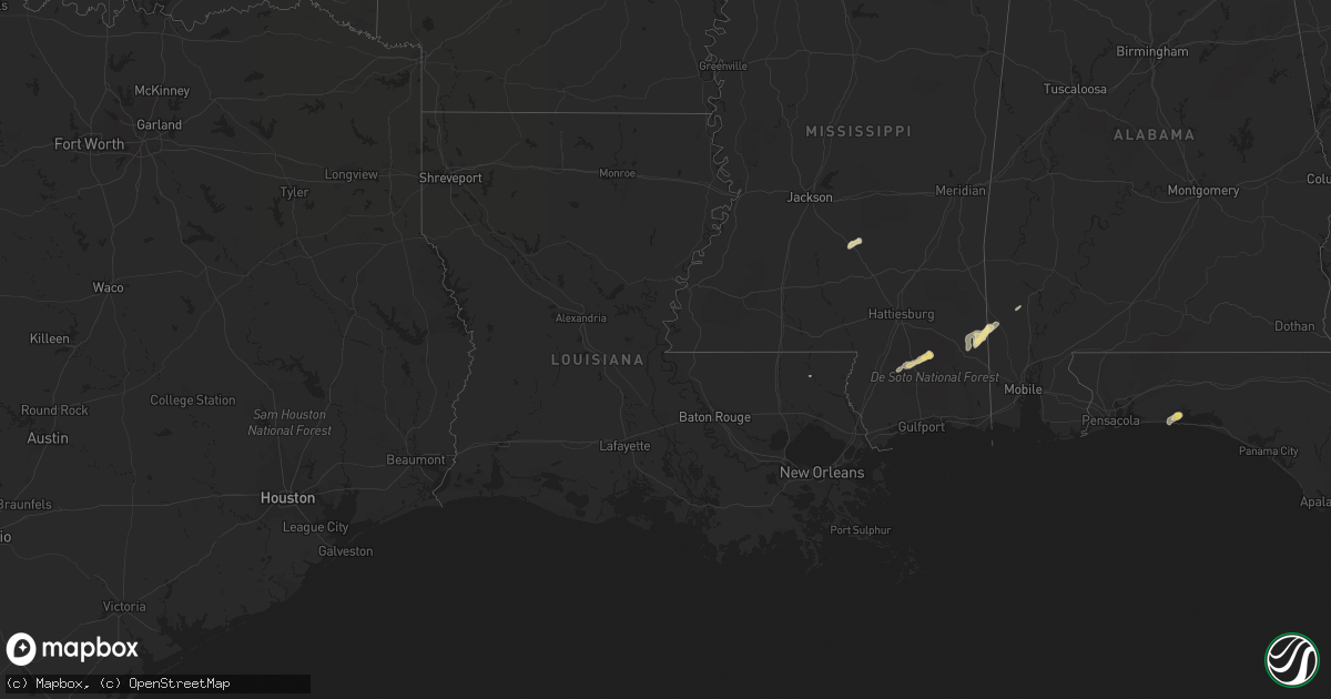 Hail map in Louisiana on May 12, 2012