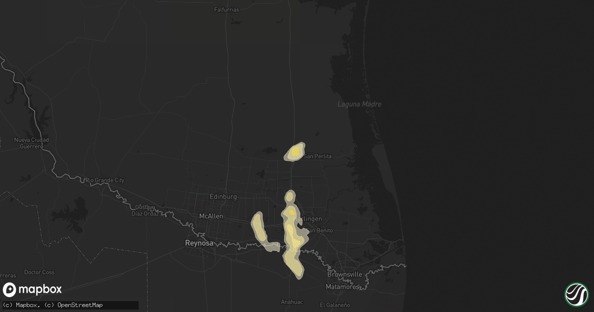 Hail map in Raymondville, TX on May 12, 2012