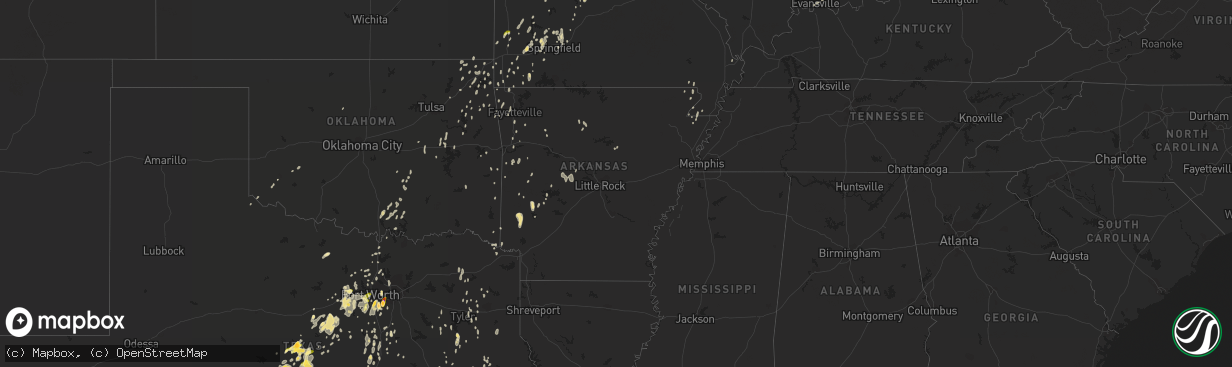 Hail map in Arkansas on May 12, 2014