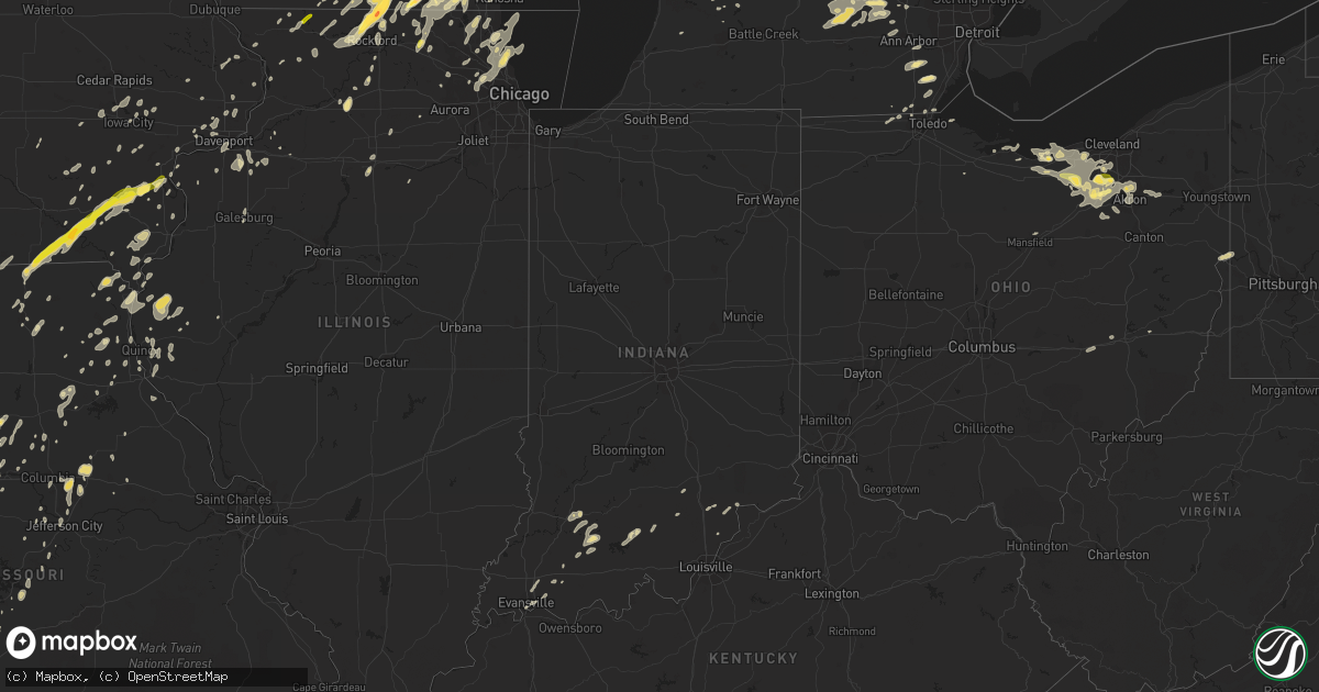 Hail map in Indiana on May 12, 2014