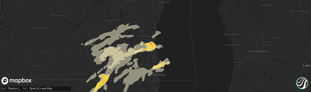 Hail map in Milwaukee, WI on May 12, 2014