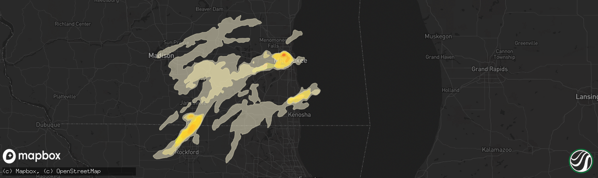 Hail map in Racine, WI on May 12, 2014