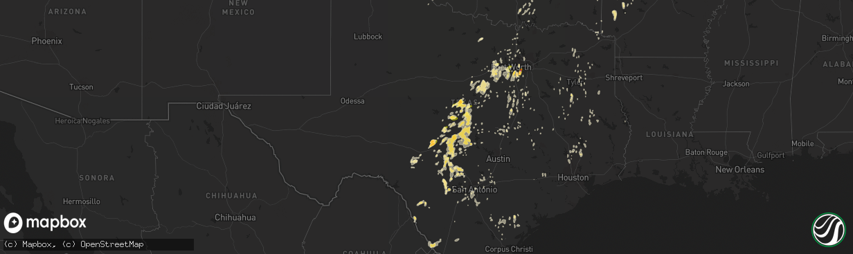 Hail map in Texas on May 12, 2014