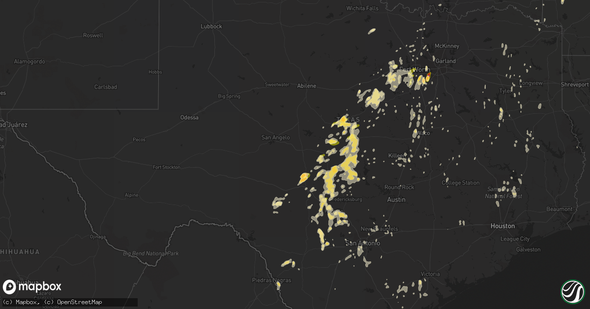 Hail map in Texas on May 12, 2014