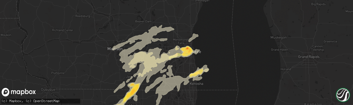 Hail map in Waukesha, WI on May 12, 2014