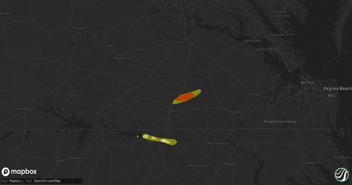 Hail map in Jarratt, VA on May 12, 2015