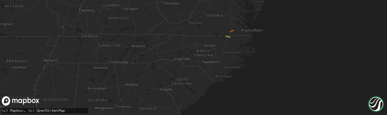 Hail map in North Carolina on May 12, 2015